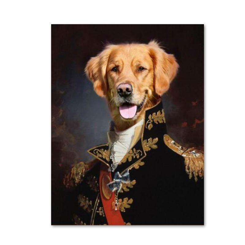 Собака в военной форме Картины на холсте на стене Художественные постеры и принты Классические животные Картины собак Cuadros Домашний декор