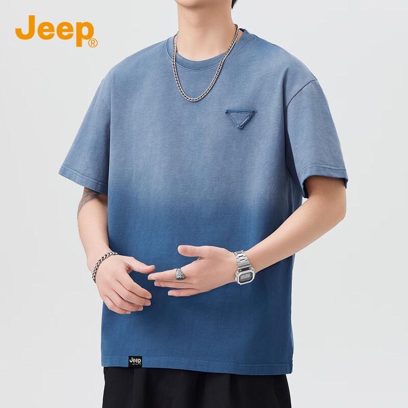 Jeep Мужская хлопковая футболка свободного кроя с градиентом