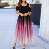 (L-6 XL) Женское элегантное градиентное платье больших размеров с коротким рукавом, тонкое вечернее платье макси, вечернее коктейльное вечернее платье