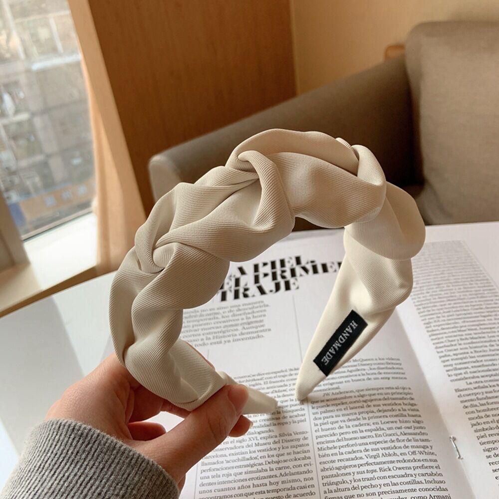 Модный женский обруч для волос с широкой рамкой, однотонный плиссированный эластичный ободок для волос, ленты для волос, головные уборы, аксессуары для волос