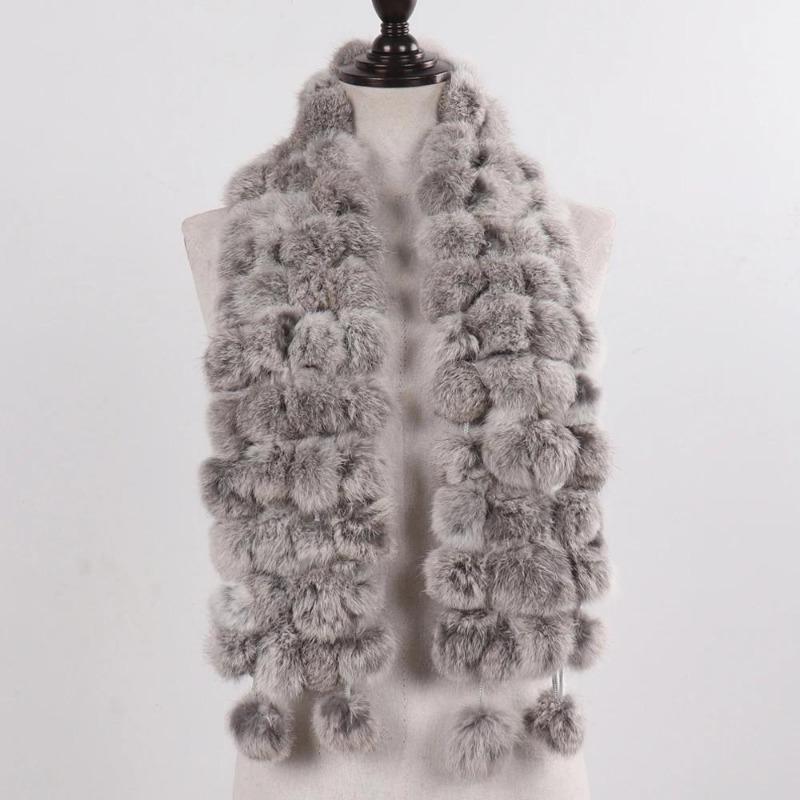 Women Winter Warm Rabbit Fur Scarf Hot Sale Natural Rabbit Fur Muffle Lady Scarves