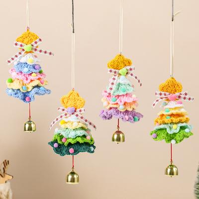 Christmas Crochet Pendant Snowflake Hanging Decoration Xmas Tree Ornament with Jingle Bell for Festive Home Living Room Decor