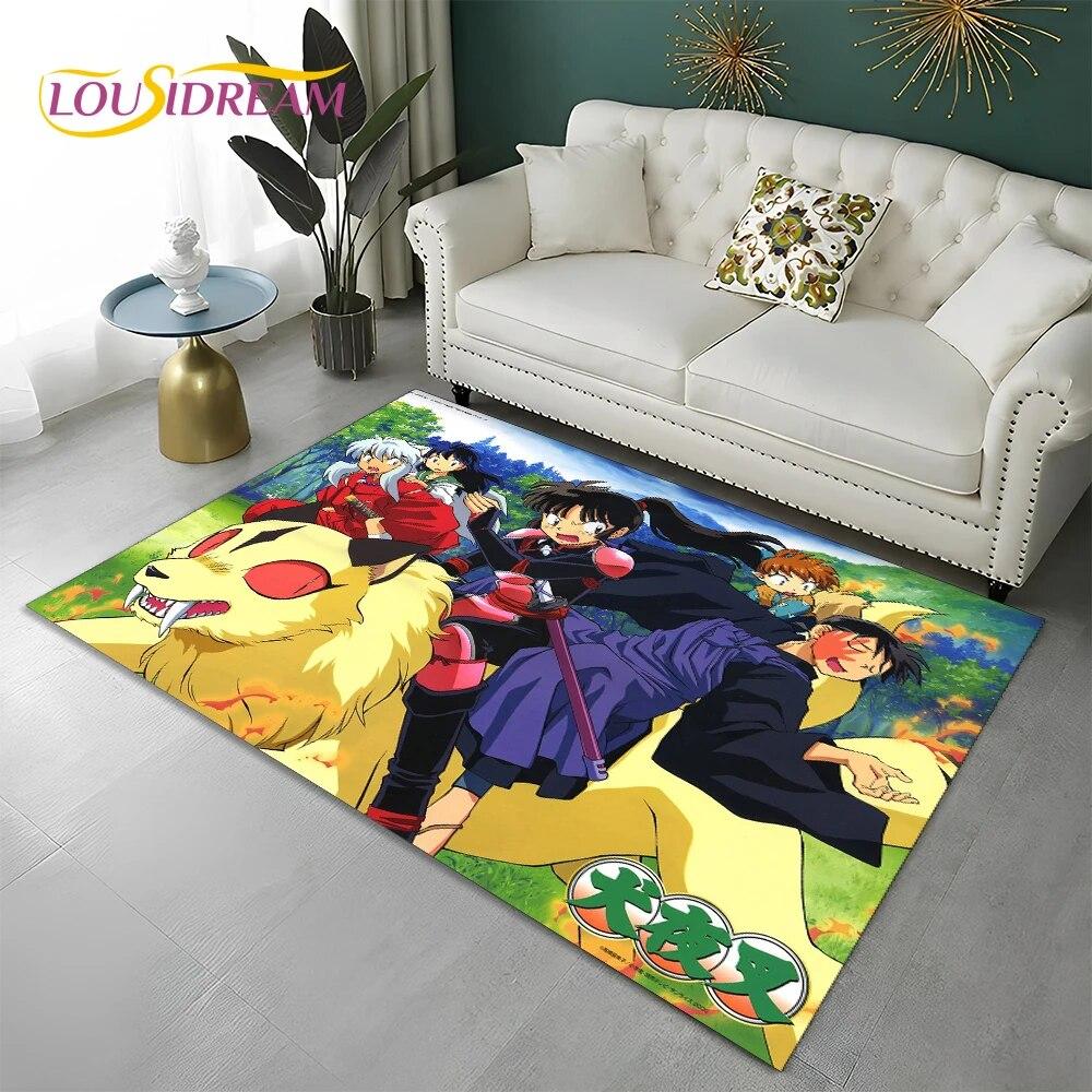 Классический мультяшный 3D ковер в стиле аниме Inuyasha, ковер для дома, гостиной, спальни, дивана, коврика, декор, детский коврик, нескользящий напольный коврик