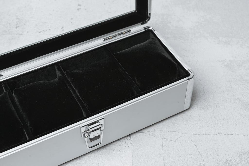 ESPRIMA Premium Watch Storage Case Holds 4 Watches Aluminum Glass Display Luxury