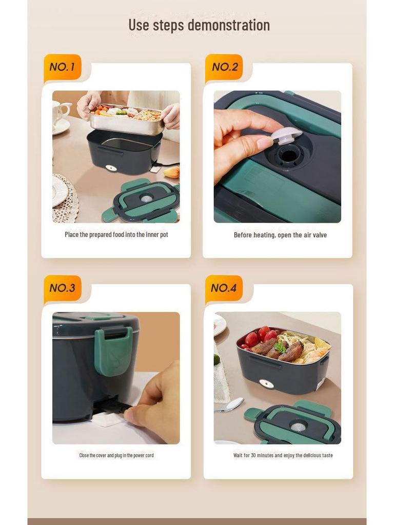 Электрический ланч-бокс для автомобиля: Безводный подогрев для горячего риса и блюд