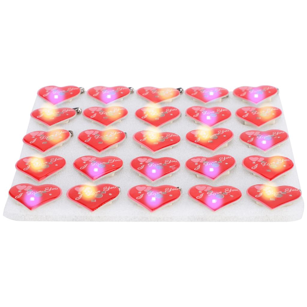 25pcs Heart Shaped Cute LED Christmas Brooches Pin Badge for DIY Craft Clothing Decor Party Favors