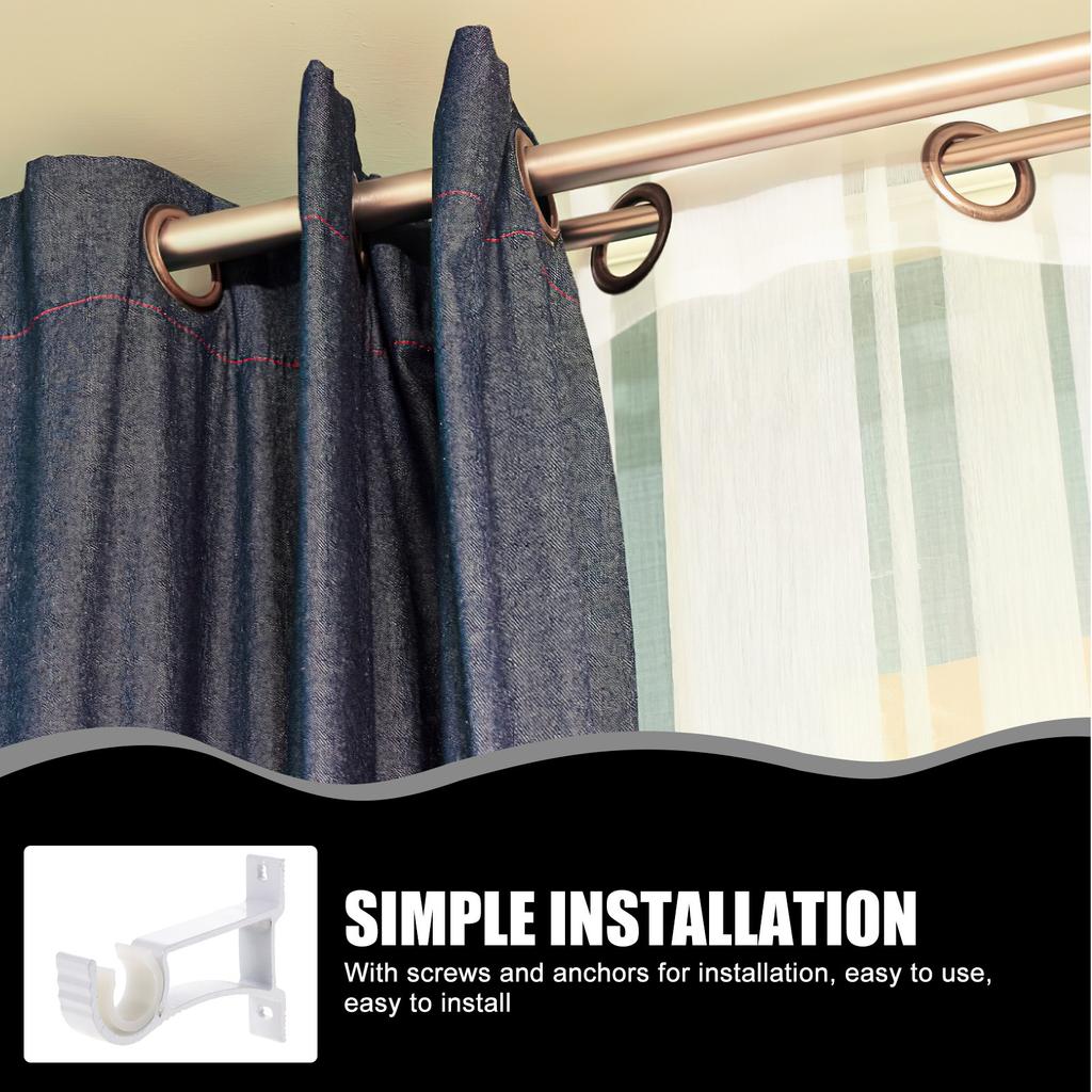 4Pcs Thickened Aluminum Alloy Curtain Rod Brackets Professional Heavy Duty Curtain Holders for Wall Mount Blind Rod Support