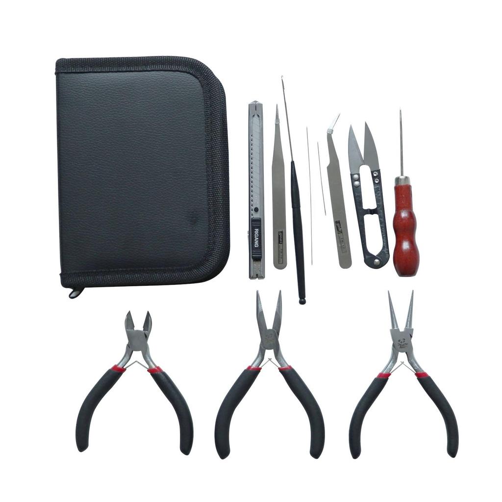 8pcs/set Jewelry Making Tool Kits Pliers Set With Round Nose Plier Side Cutting Pliers Wire Cutter Scissor Beading Tweezers