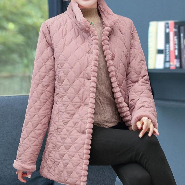 Осенне-зимняя куртка для мам среднего и пожилого возраста, короткая, из бархата, однотонная, корейская, женская одежда больших размеров
