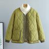 Corduroy Patchwork Quilted Jacket Winter Women Clothing Parkas Warm Cotton-padded Jacket Lightweight Coat Single-breasted Tops
