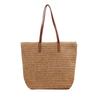 Zipper Beach Bag Bohemian Style Raffia Shoulder Bag Fashion Weave Straw Tote Bag Travel