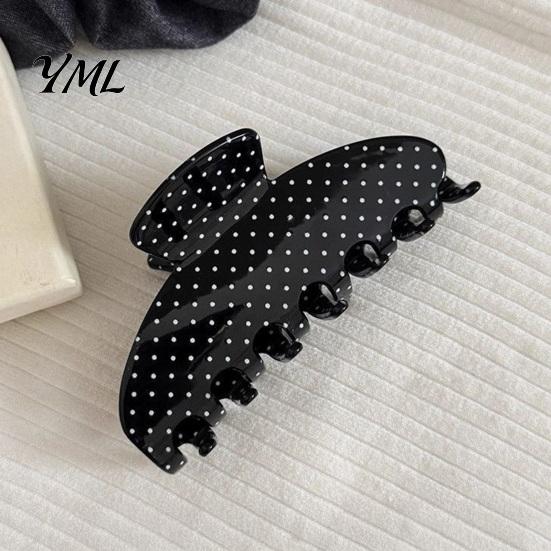 Decorative Hair Clamps Polka Dot Claw Clip for Women, 3.9 Inch Black/White/Red Big Clips, Large Clips Women Accessory, Strong Hold No Slip Thick