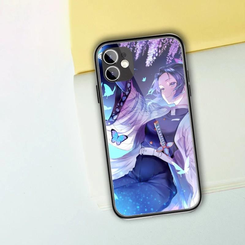 Милый чехол для телефона Кочо Шинобу для iPhone 14 13 12 11 XS X 8 7 6 Plus Mini Pro Max SE 2022 Черный ПК ТПУ Стекло Чехол для телефона