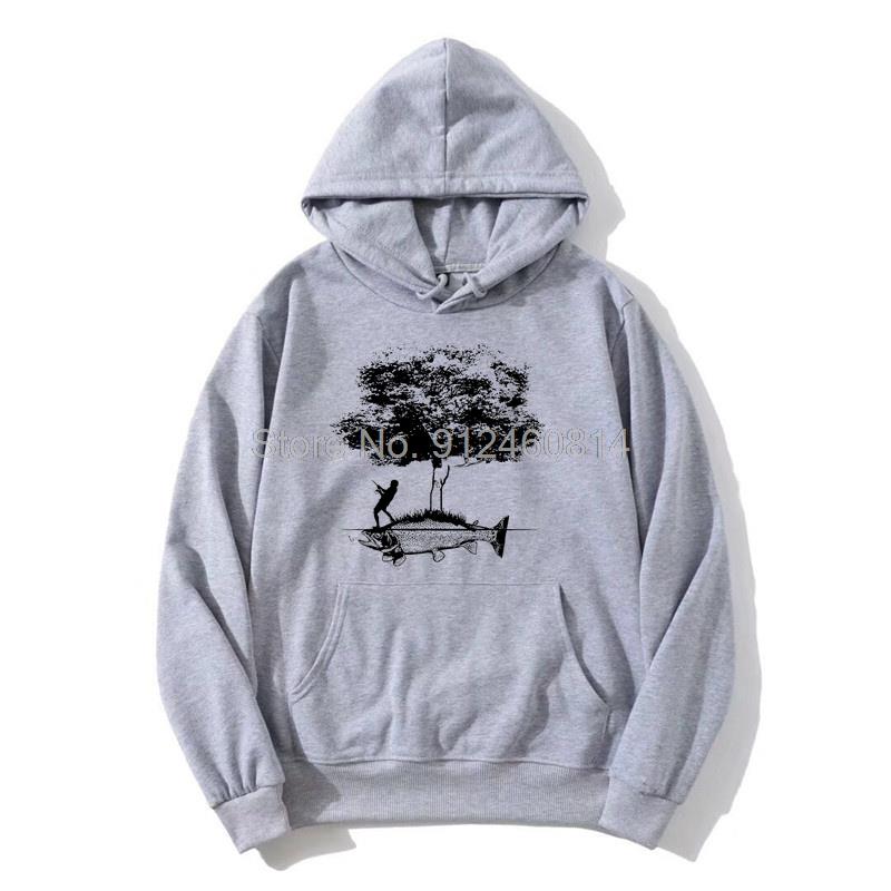 Trout Fish Cool Artistic Fishing Boys Mens Fisherman Gift Hoodie Men Fleece Hoodies Hip Hop Hooded Sweatshirt Streetwear