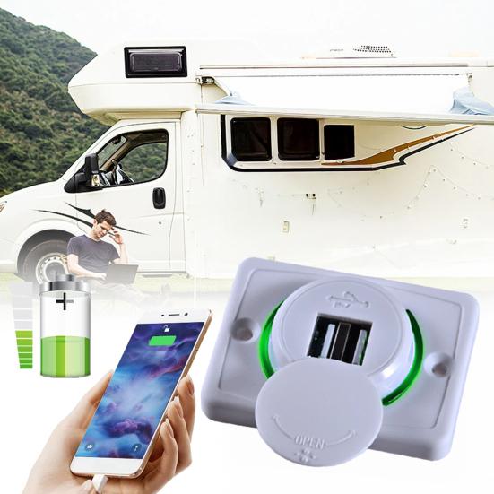 Двойное USB гнездо для автомобильного зарядного устройства 3.1A Розетка питания Двухпортовый адаптер для быстрой автомобильной зарядки со светодиодным индикатором 12В-24В Станция быстрой зарядки для телефонов, планшетов