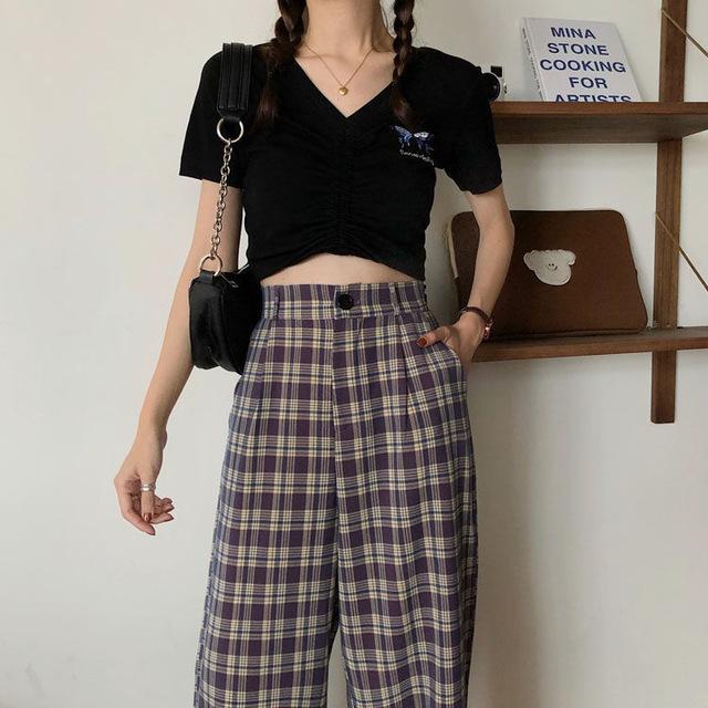 Женские Широкие брюки в клетку, размер: M-XL, цвета в ассортименте