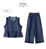 Stylish Summer 2025 Denim Jacket & Wide-Leg Pants Set