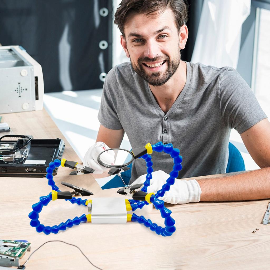 Держатель для пайки печатных плат с 5-кратной лупой и основанием Многофункциональный инструмент для верстака Гибкие рычаги Инструмент для пайки для пайки/ремонта