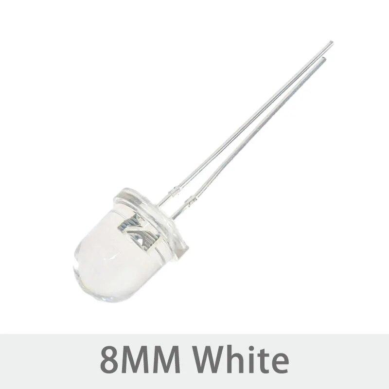 20 шт. прозрачный светодиодный диод 8 мм белый красный желтый синий зеленый светодиодный светодиод электронный компонент