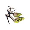 Новые модные женские босоножки с желтыми заклепками, босоножки на высоком каблуке для вечеринок и свадеб, элегантные женские туфли 8-12 больших размеров