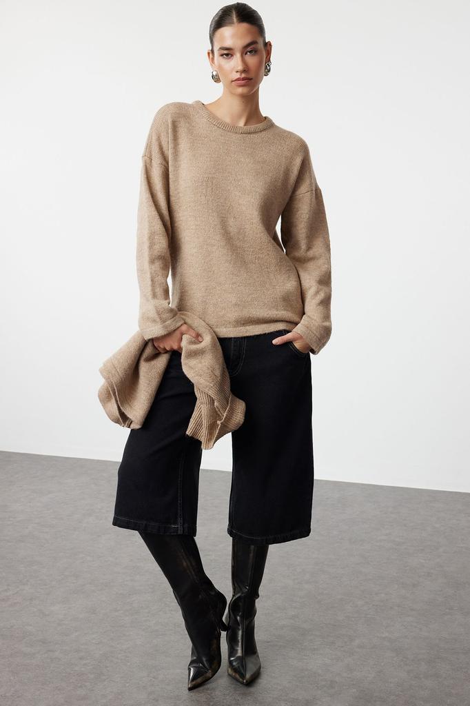 Женский свитер в элегантном стиле, норковый мягкий текстурированный трикотаж пончо, свитер