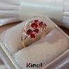 Kinel Red Zircon Full Paved Ring Women's Rose Gold Color Ring