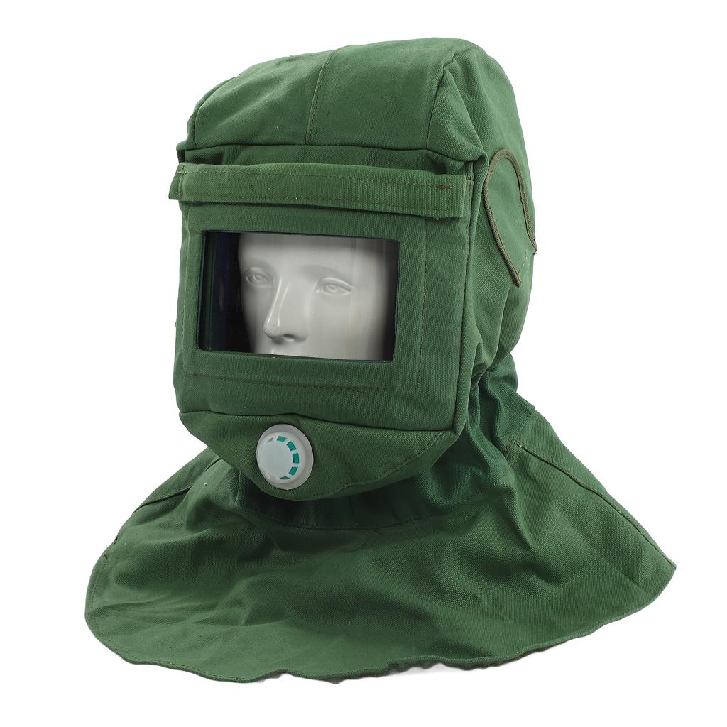Sand Blasting Hood Cap Face Shield Vent Dustproof Windproof Canvas Shawl Cut Scratch Heat Resistant Neck Protector