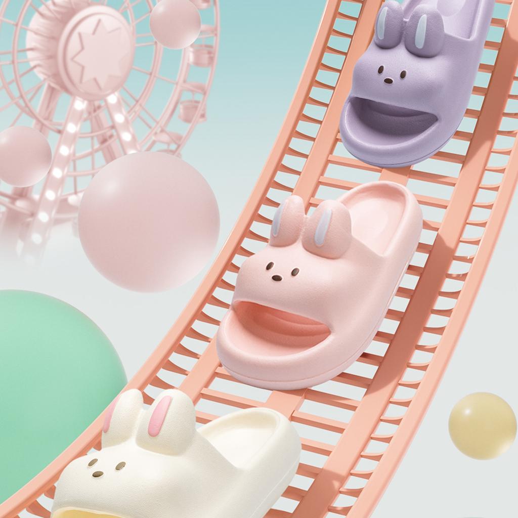 Детские тапочки с рисунком кролика, увеличенная толстая подошва, домашние тапочки для улицы, удобные мягкие детские домашние тапочки