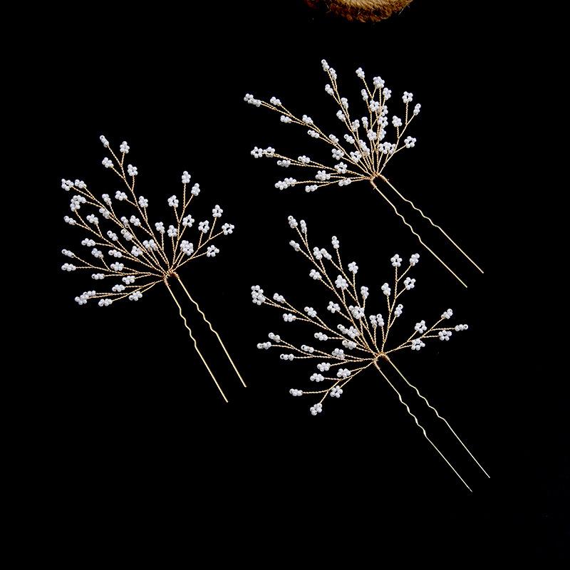 Pearl Crystal Bridal Hair Pins Flower Wedding HeadPiece Vintage Hair Accessory Party Hair Clip for Bride