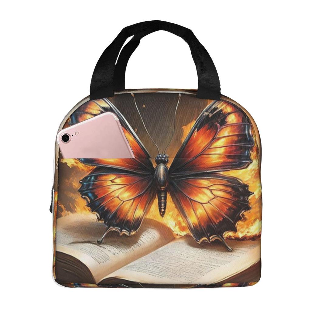 A Fluorescent Butterfly On The Book Of Life Insulated Lunch Bag for Women Children Leakproof Food Boxes Thermal Lunch Box Tote
