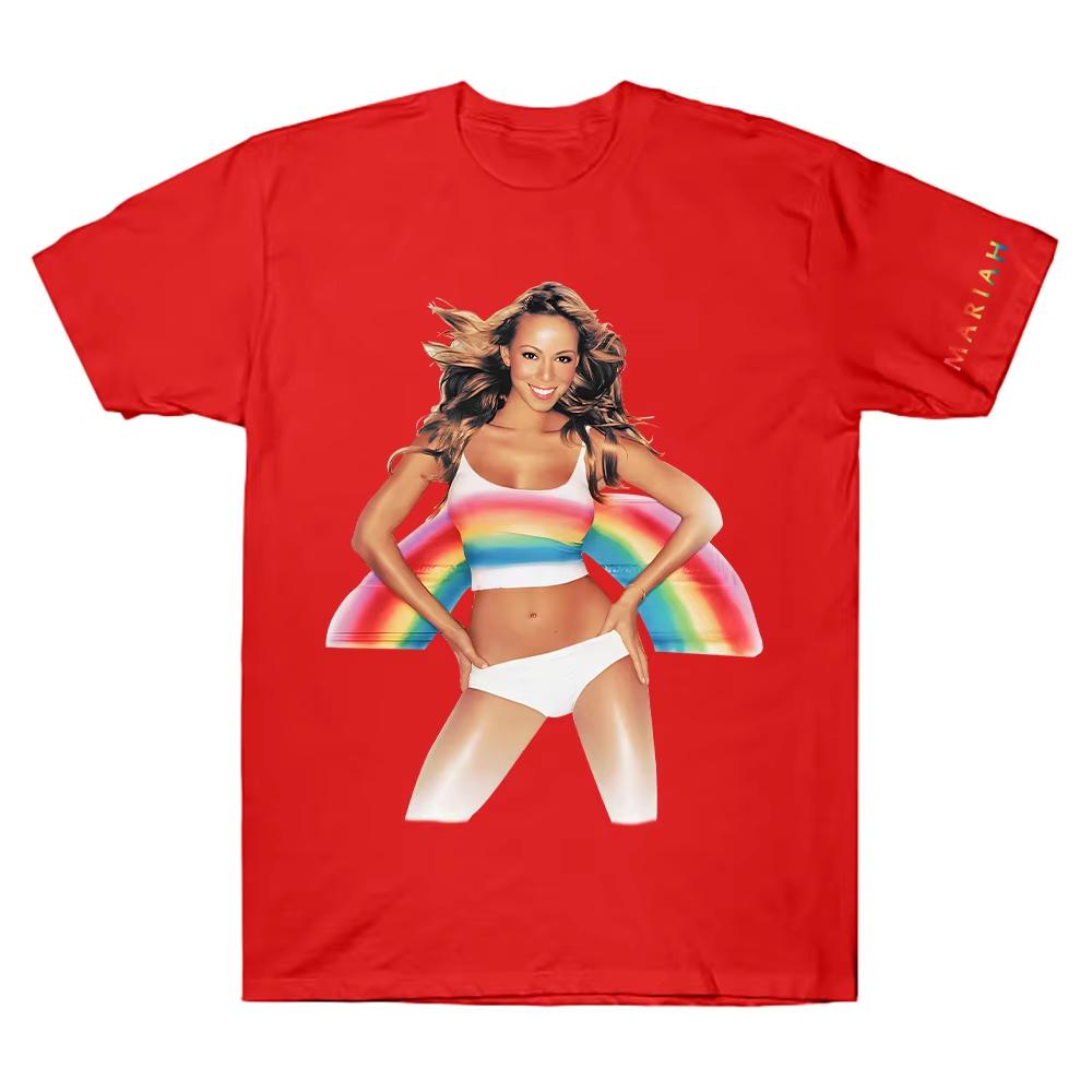 Summer Hot Sale Mariah Carey Merch Rainbow 2026 Tshirt Y2K Men Women Cotton Gothic Round T-shirt Breathable and Comfortable Clothes