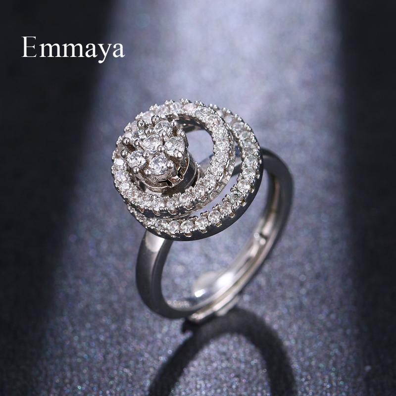 Emmaya Fascinating Round Shape With Cubic Zircon Nobler Adjustable Ring Women And Ladies Charming Decoration In Party