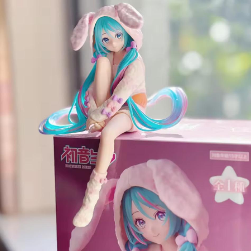 14СМ Аниме ХАТСUNE MIKU Фигурка в пижаме с ушками кролика Модель-стоппер для лапши Игрушка Кукла Фигурка Действия Коллекция Подарок ПВХ