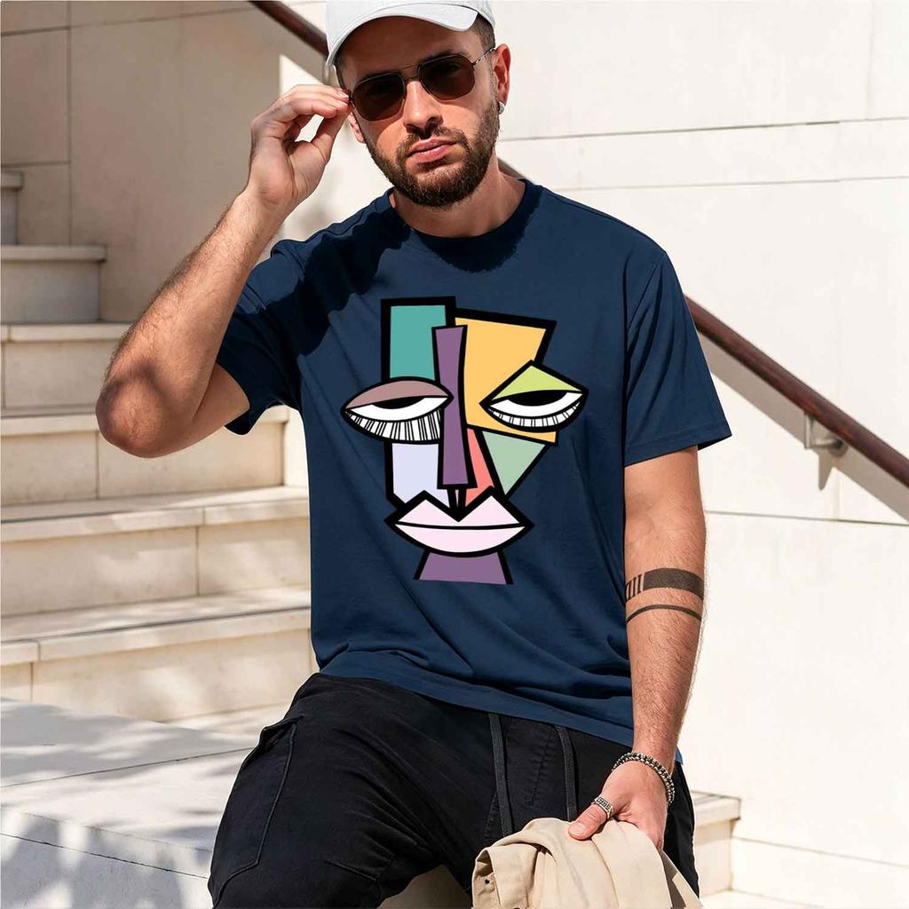 Picasso Style Cubist Print Unisex Unisext Tshirt Summer Autumn Daily Outor Sports Casual Loose Street Short Sleeve 2026 New Model