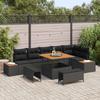 9 Piece Garden Sofa Set with Cushions Black