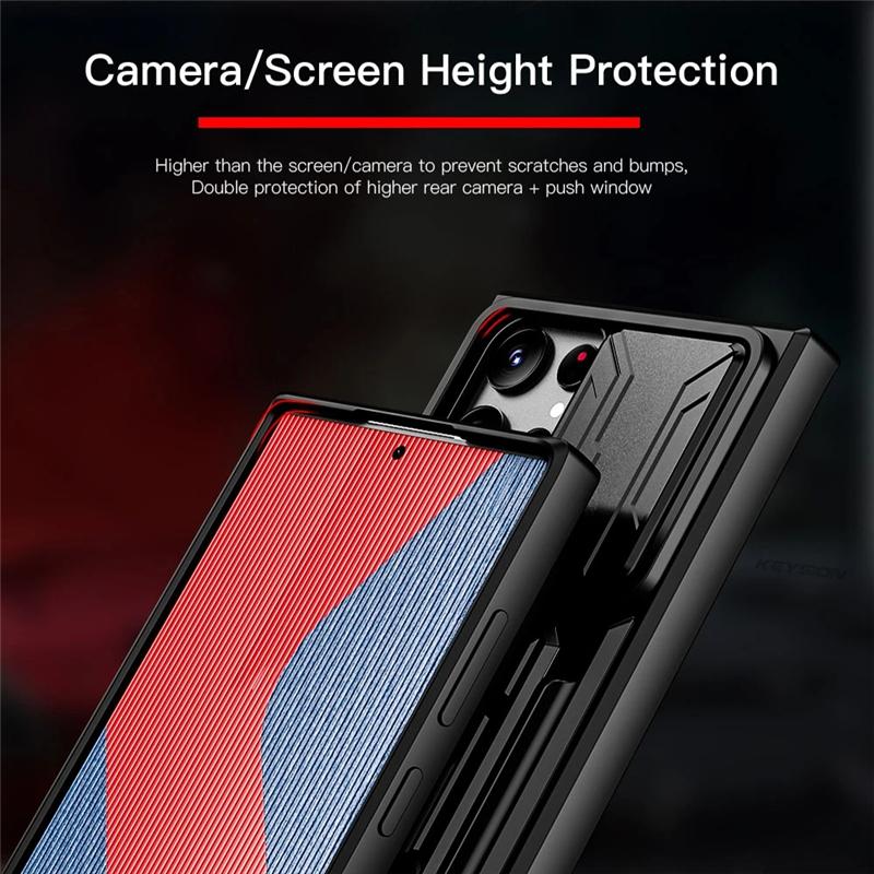Чехол для Samsung Galaxy S23 Ultra Plus Ударопрочный с держателем для карт Защита камеры-слайдер Бронированный чехол-кольцо для Samsung S23 S23Ultra S23Plus