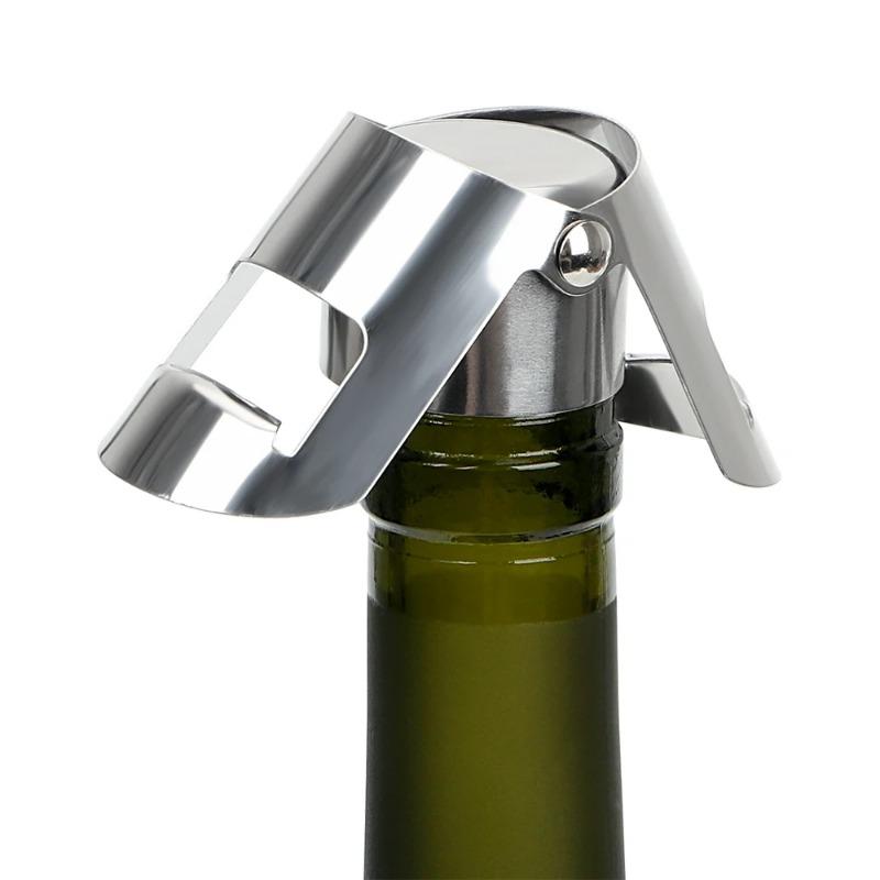 1PC Champagne Stopper Stainless Steel Champagne Bottle Sealer Sparkling Wine Bottle Plug Sealer Leak-Proof Bubble