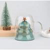 1 шт. 300 мл/10 15 унций Рождественская чашка Стеклянный стакан 'Рождественская елка' с крышкой 'Снежинка' и ручкой Двойные стенки Изолированное стекло Рождество