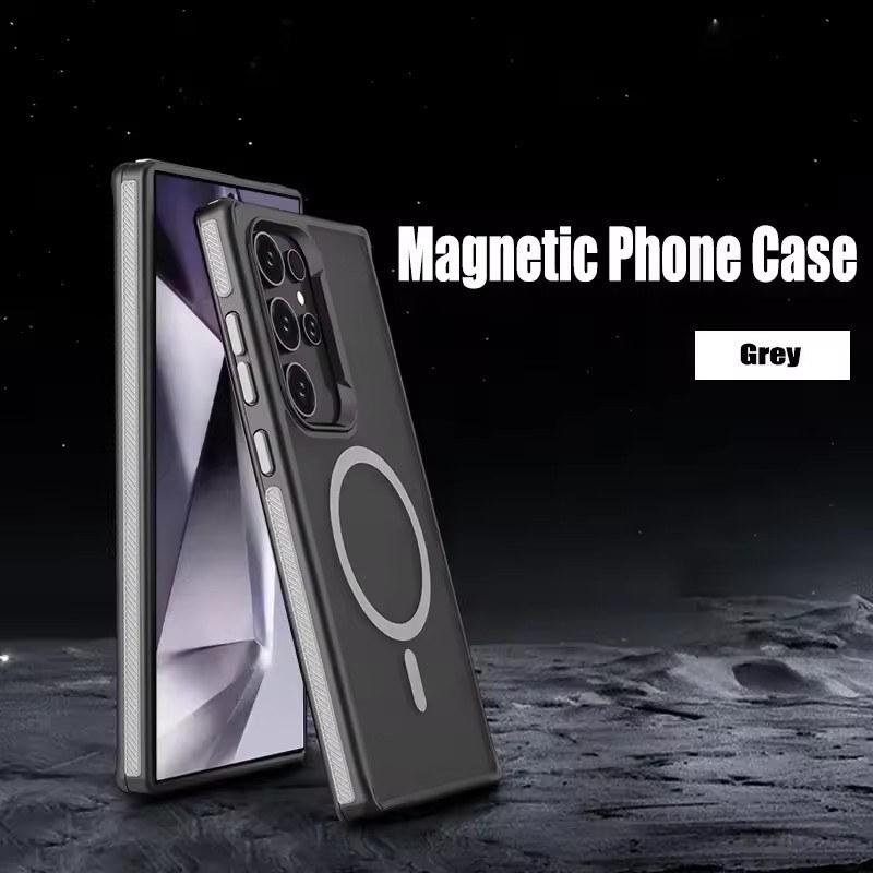 Магнитный чехол для телефона Samsung Galaxy S25 S23 S22 S24 Ultra Plus Magsafe Wireless Charger Матовый полупрозрачный противоударный чехол