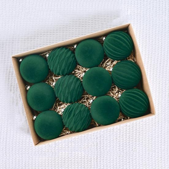 12 шт. Рождественские шары, украшения, небьющиеся бархатные шары, подвеска, флокированная рождественская елка, подвесные шары, украшения для дома, свадебные принадлежности