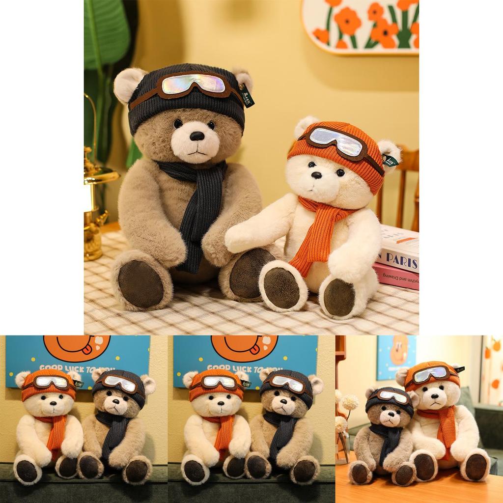 Teddy Bear Plush Toy With Hat And Scarf Design For Holiday Gift And Home Decor