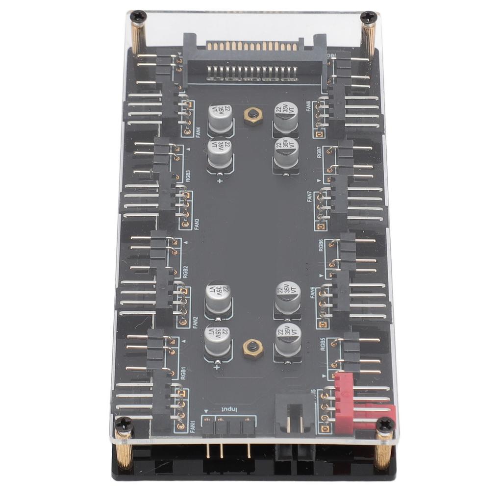 ARGB PWM 2 in 1 Hub 8 Way 5V 3 Pin ARGB HUB and 8 Way 12V 4 Pin PWM Hub with Acrylic Shell for Expanding Motherboard