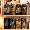 Блестящий Золотой Дракон и Тигр Чехол для Телефона Для iPhone 17, 16,15,14,13,12,11 Plus,Pro Max, Другие Мягкий Черный Чехол