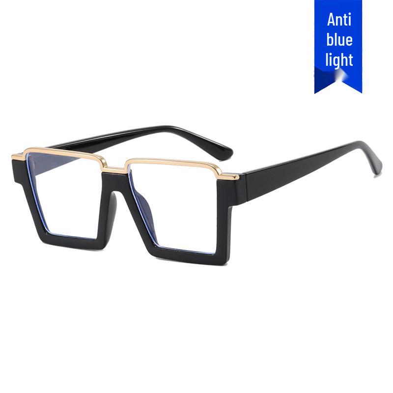 Kodon Trendy Hip Hop Flat Lens Anti-Blue Light Large Frame Eyeglasses