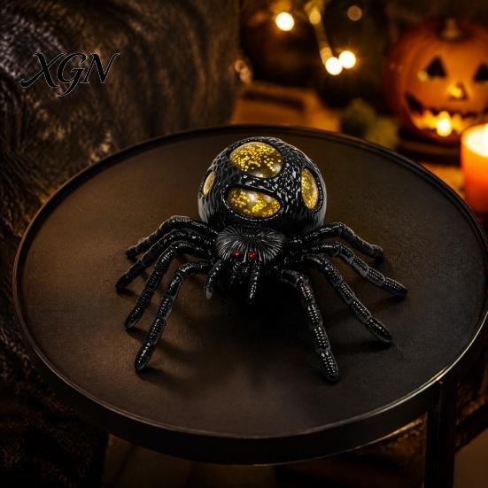Halloween Party Decoration 1/4Pcs Glitter Spider Squeeze Toy, Stress Relief Realistic Scary Gadget Fake Prank Toy Portable Reliever