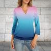 Женский топ с рукавом 3/4, вырез V, летний повседневный, рубашка с градиентным принтом