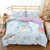 Kids Cartoon Pink Castle Comfortable Duvet Quilt Cover Pillowcase Bedding Set Children Bedroom Decoration Home Textile