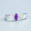 Luxury White Fire Opal Rings Purple Zircon Anniversary Women Jewelry Rings