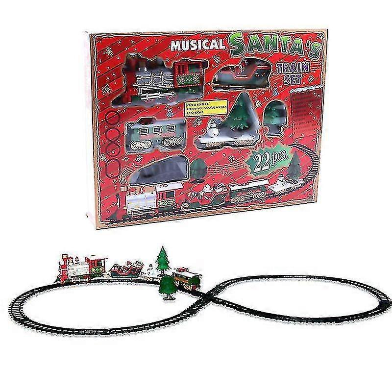 Electric Christmas Train - Sound And Light - Train Christmas Decoration With Animated Wagon And Santa Claus Tree Rails - PR