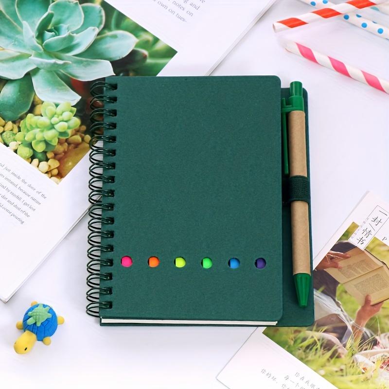1 блокнот с цветными стикерами, спиральный блокнот для школьников, прозрачный блокнот с индексными наклейками, блокнот с отрывными листами и шариковой ручкой